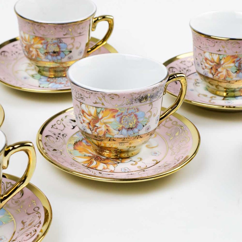 Cangkir Keramik Tea Set 6 Pcs Gelas Mug European Vintage Multi Warna