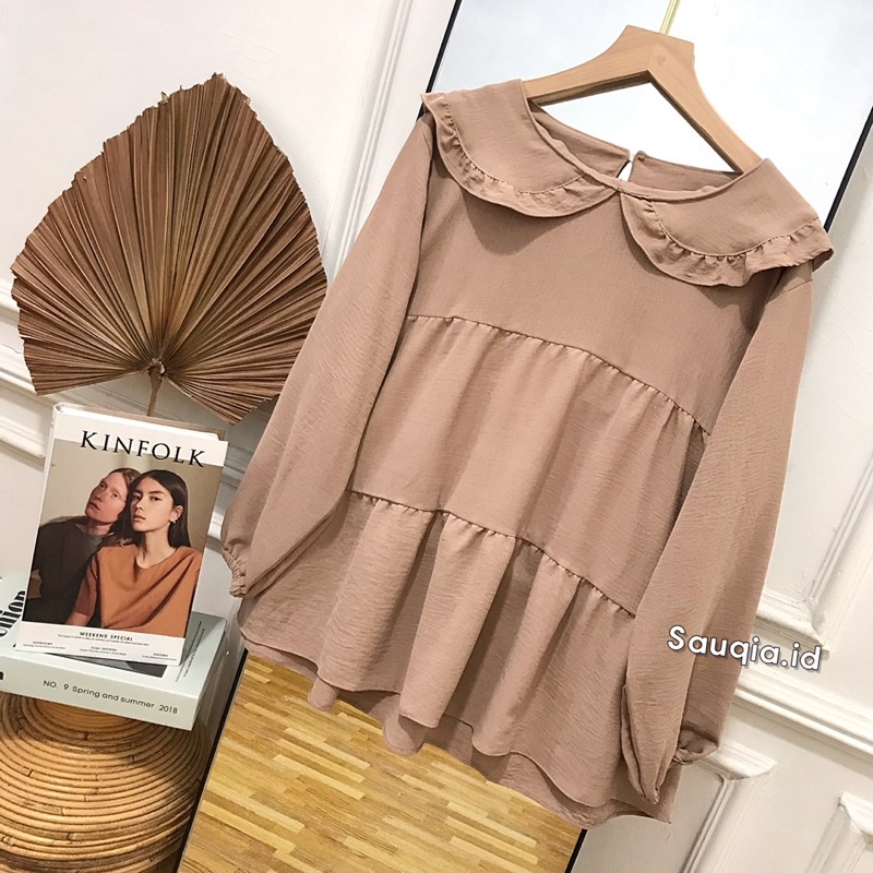 IL - ALENSA BLOUSE CREPE / ATASAN WANITA KRAH KUPU RUFFLE SUSUN