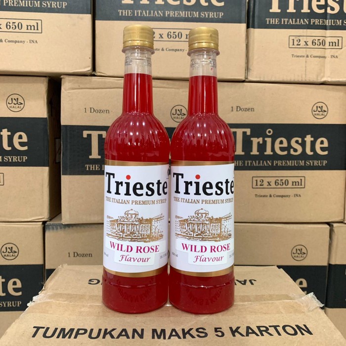 

(BISA COD) TRIESTE SIRUP 650 ML SYRUP FLOWERS LAVENDER OSMANTHUS PANDAN WILD ROSE - Wild Rose