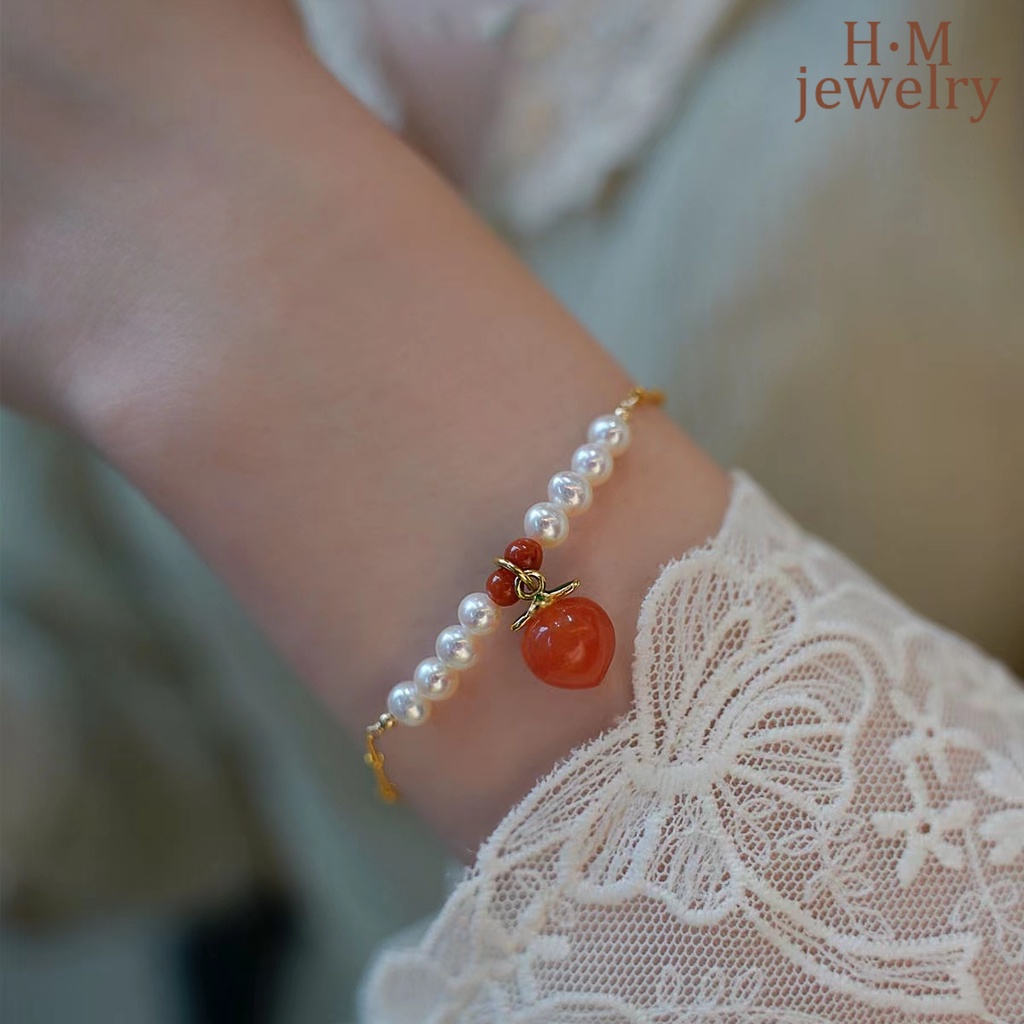 Gelang Mutiara Manusia Peach Gaya Mori