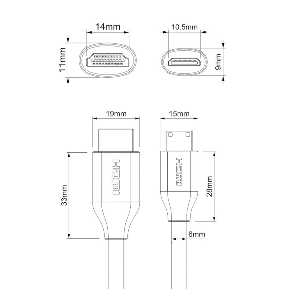 Preva Kabel Mini HDMI to HDMI Camcorder 3D High Speed Video Audio 4K 1080P