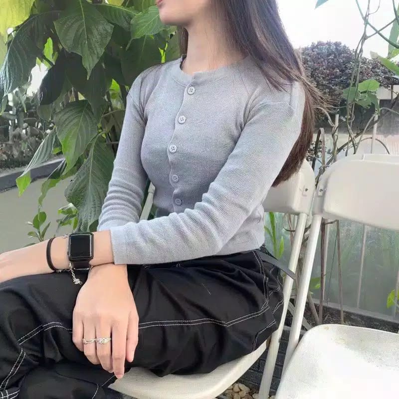 anggela boton top bailey/sweater corean basic rajut