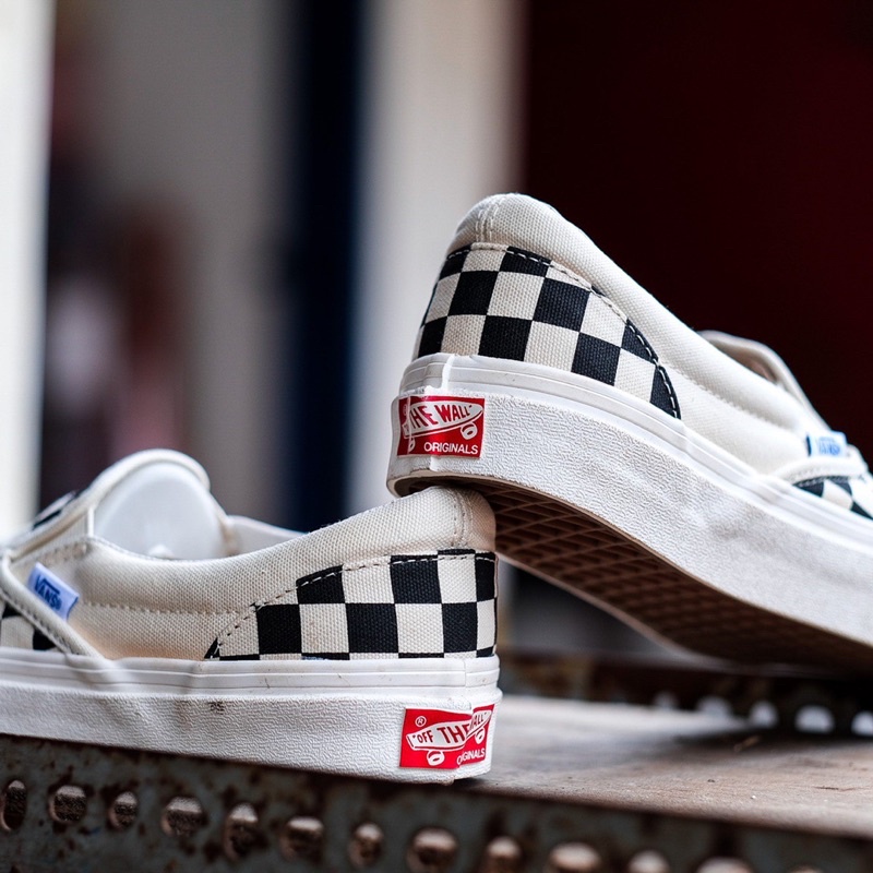 VANS SLIP-ON VAULT OG LX (SS2016) CHECKERBOARD BLACK WHITE ORIGINAL 100%