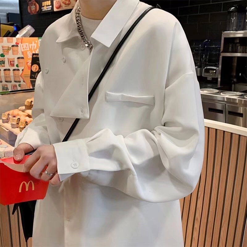 KEMEJA POLOS LONGGAR IMPORT PRIA WANITA KOREA BTS ORIGINAL PY01