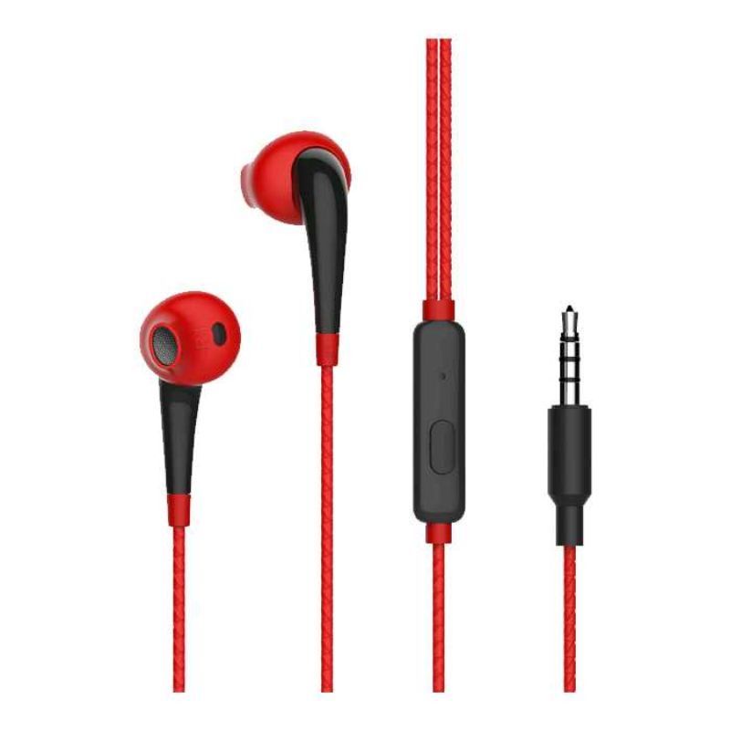 ORIGINAL 100% ORAIMO EARPHONE WITH MIC HALO2 / OEP-E21-RE - RED BLACK WHITE HANDSFREE KABEL MICROPHO