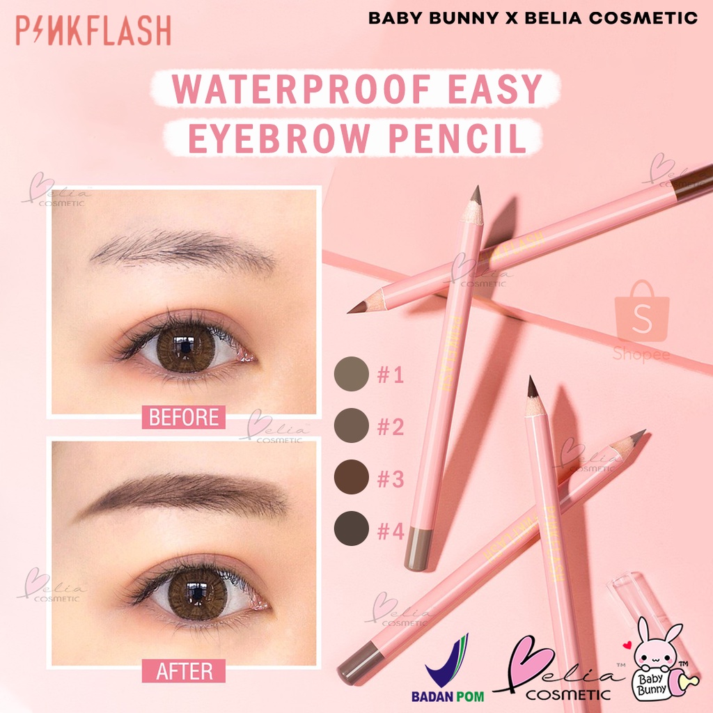 ❤ BELIA ❤ PINKFLASH Waterproof Easy Eyebrow Pencil | Pensil Alis | Pink Flash Waterproof BPOM PF-E02