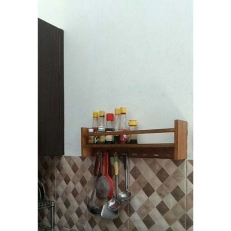 Cuci Gudang Rak Cantolan Serbaguna Rak Dinding Rak Tempel Rak Bumbu Dapur Kayu