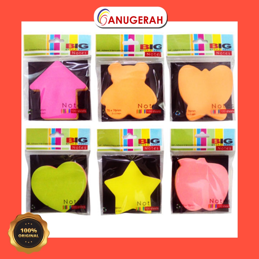 

BIG POST IT 76X76MM BENTUK 5 WARNA
