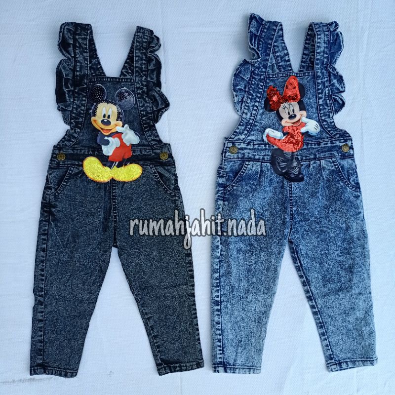 Overall frill jeans anak karakter