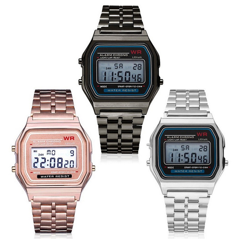 Jam Tangan Model Casio Digital Rantai Fashion Wanita Dan Pria / Jam Tangan Wanita Digital Kotak