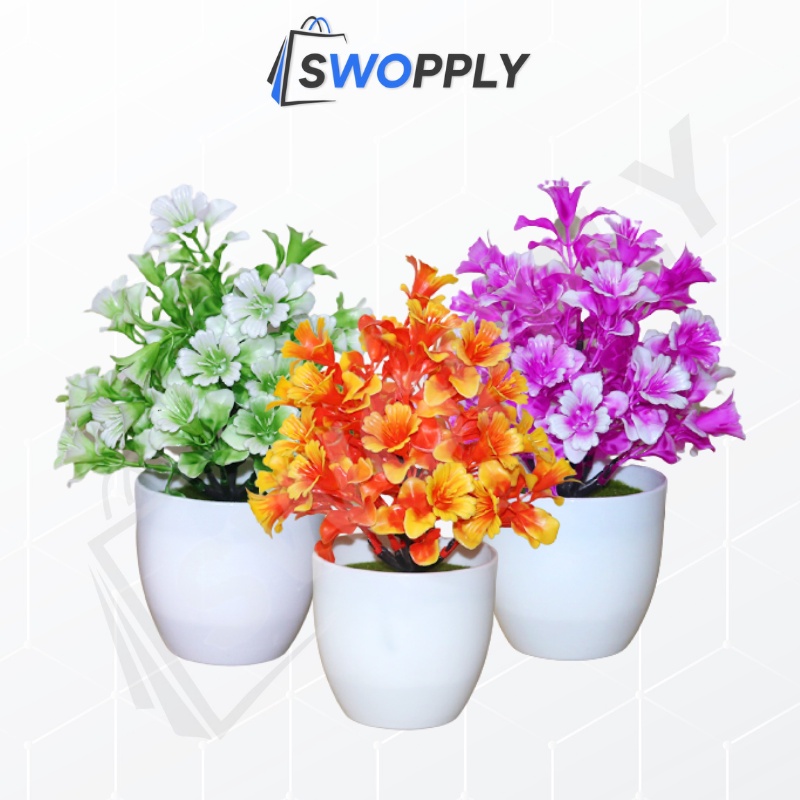 Swopply PT42 Pot Tanaman Hias Bunga Hias Plastik Ornamen Pot Bongsai Artificial Flower Decoration