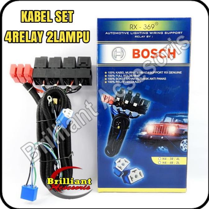 Kabel Set Relay Lampu - Bosch / Hella - 4 Relay / 2 Lampu - Terbaik 