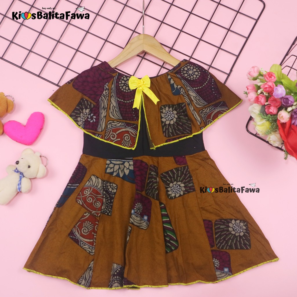 Dress Irene size 1-2 Tahun / Dres Batik Cape Baju Kensi Anak Perempuan Murah Cewek Katun Adem Gaun