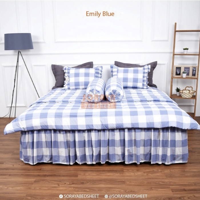 Soraya Bedsheet Bedcover Set Emily Blue King Size