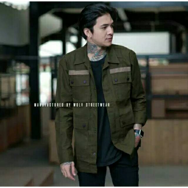 Jaket Semi Parka Hijau Army Pitter Flat