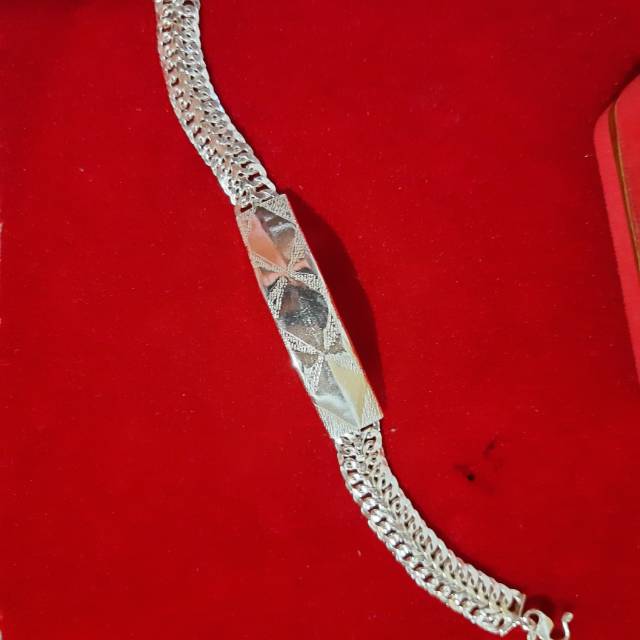 Gelang plat dewasa perak asli