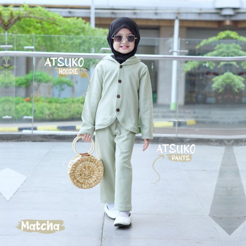 Nauree - Atsuko Hoodie Set Pants Setelan Baju Anak Laki Laki Usia 1 2 3 4 5 6 Tahun Bahan Adem Tebal Lembut Nyaman Nyerap Keringat Setcel Kasual Casual Polos Warna Olive Green Marine Blue Hijau Tosca Coklat Murah