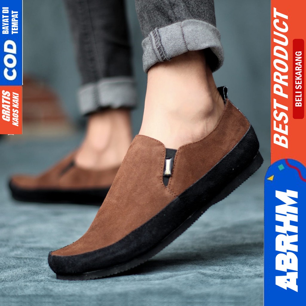 MARIO Sepatu Slip On Pria Sepatu Pria Casual Sepatu Slip Antislip Slop Kerja Kantor Cowok/Cowo Ori Sepatu Kasual Kekinial Santai Murah Terlaris