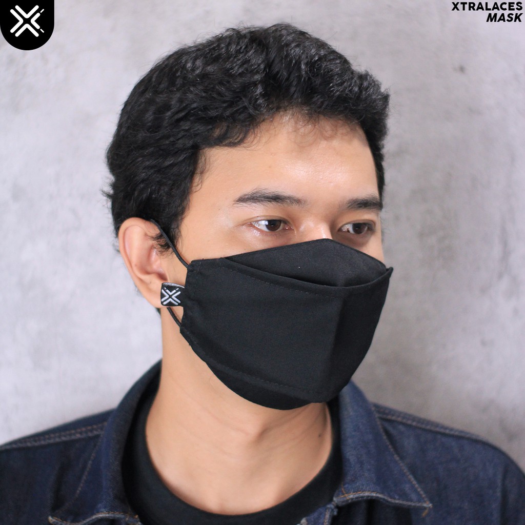 PROMO ! Masker Kain 3D Premium Hitam / 3D Mask / Masker Kain Earloop