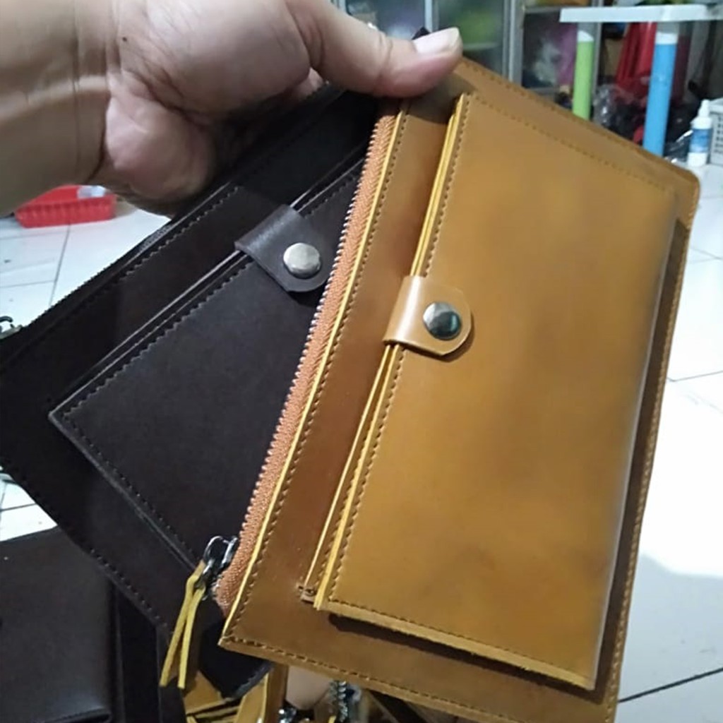 Dompet wanita kulit asli garut / Hand bag cowo cewe berbahan kulit sapi pull up