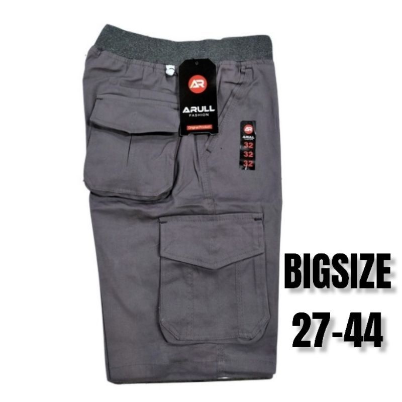 [KREM] Celana Cargo Pendek Pria Biig Size Cargo Kimpol Pinggang Karet Cargo Ukuran Jumbo Size 27 Sampai 44