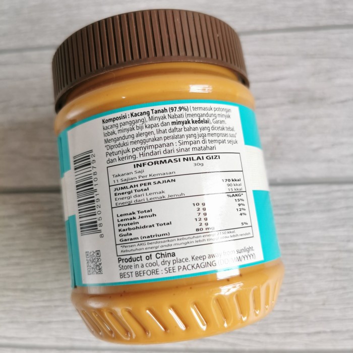 

butter-mentega- tong garden peanut butter selai kacang diabetes rendah gula 340g vegan - crunchy