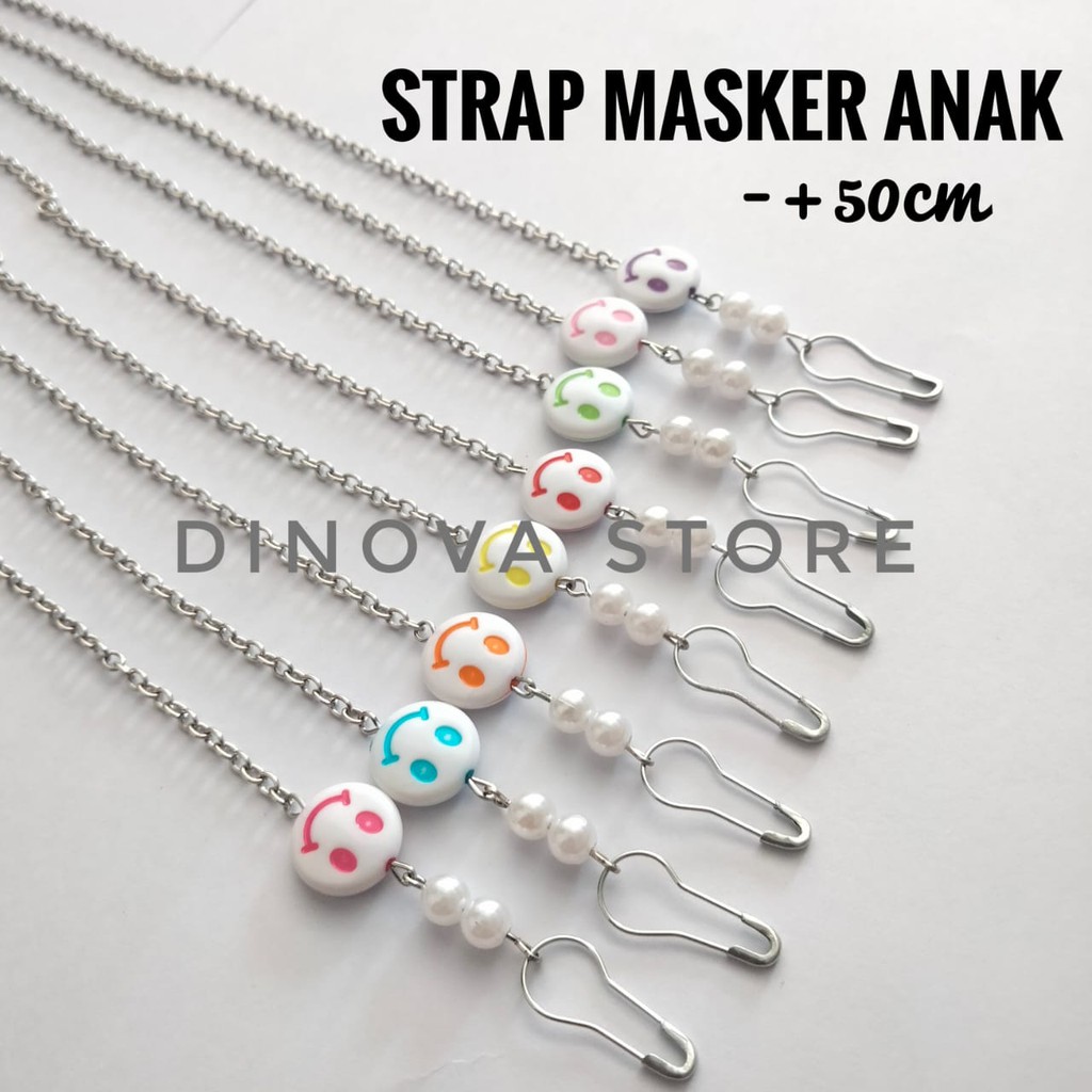 strap masker SMILE mutiara/strap masker anak/kalung masker/tali masker/pengait masker