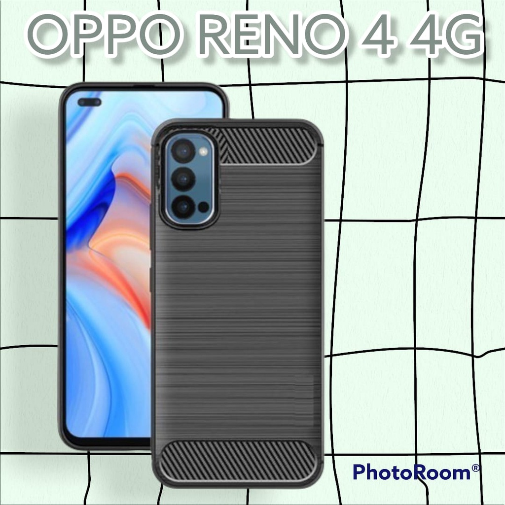 Case Slim Fit Carbon Oppo Reno 4 6 4G 6.4 Inchi Softshell Fiber Multi Carbon Anti Melar