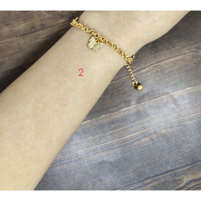 Fifi Fashion gelang nori ukir gantung lucu model perhiasan lapis emas G03 19#