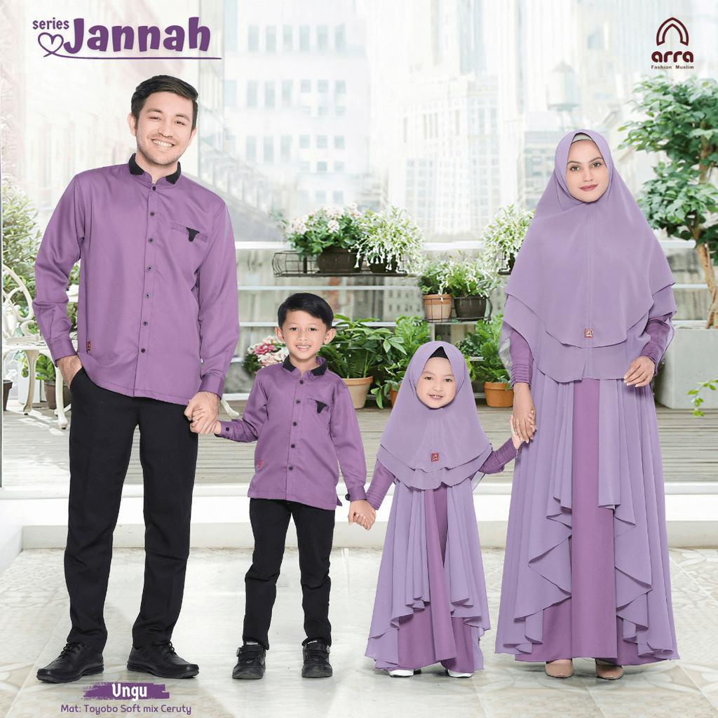 Arra-Ori Baju Busana Muslim Sarimbit Couple Pasangan Keluarga Jannah Purple Elegan
