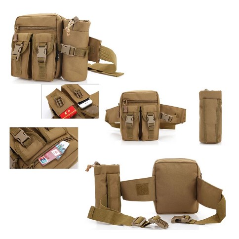 Trend-Tas Pinggang Tactical Army Dengan Tempat Botol Minum Waist Bag Tactical Army Import B321