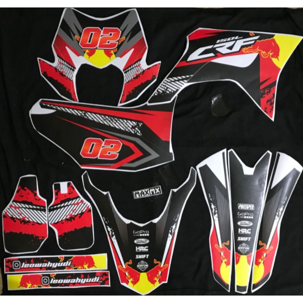 decal stiker crf 150l dekal variasi striping custom fullbody redbull merah