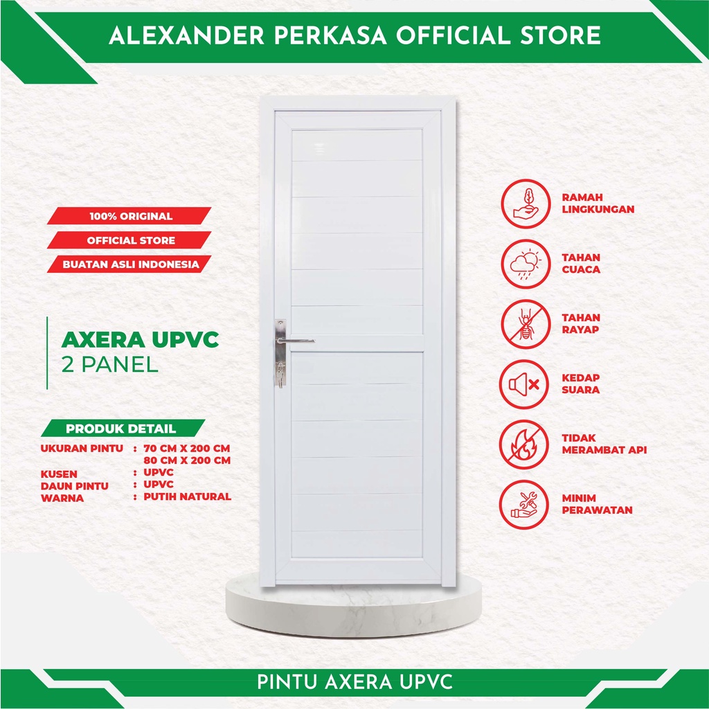 PINTU AXERA UPVC 2 PANEL PINTU UTAMA KAMAR RUANG KERJA PINTU KAMAR MANDI