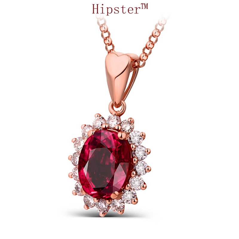 Best Selling Fashion Classic Ruby SUNFLOWER Diamond Pendant Necklace