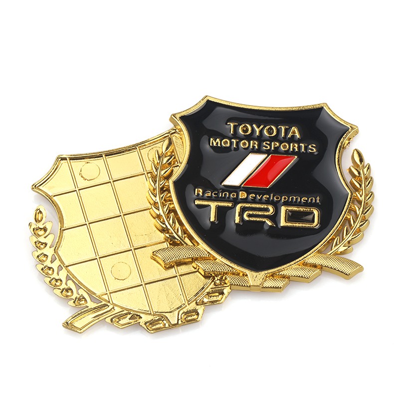 2Pcs Stiker Emblem / Badge logo Toyota TRD 3D Bahan Metal Untuk Kaca Jendela Mobil