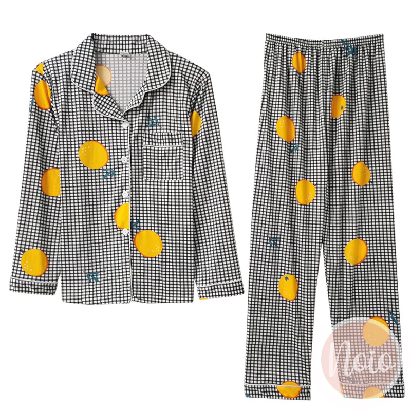 BAJU TIDUR WANITA BUAH KOREA NEW FRUIT FRESH PIYAMA WANITA DEWASA IMPORT ONE SET - LLP FRUT2-ORANGE SQUARE