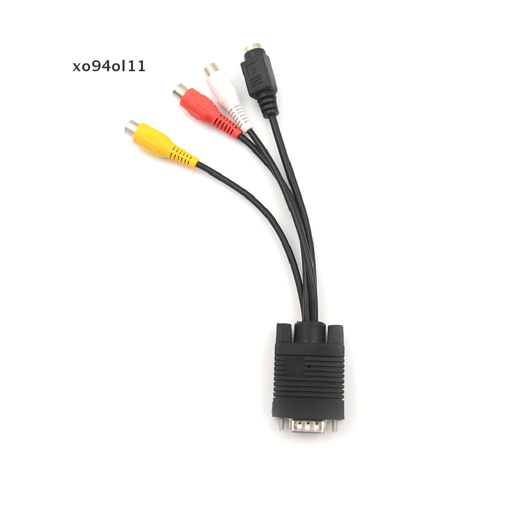 Xo 1pc Kabel Konektor Video VGA Male Ke S-Video 3 RCA Untuk Laptop / PC / HDTV