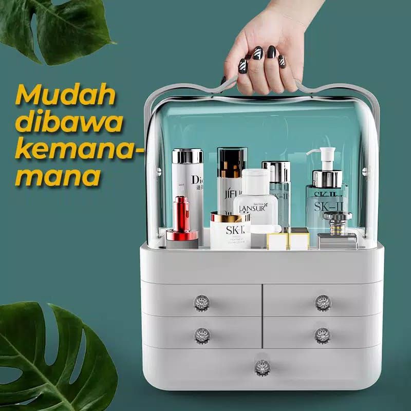 (PROMO) Murah Rak Kosmetik Jinjing JUMBO / Storage box Organizer / Tempat Kosmetik Anti Debu / Tempat Kosmetik Viral