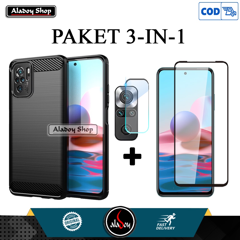 Case Xiaomi Redmi Note 10 Premium Softcase Casing + Tempered Glass Layar + Anti Gores Kamera