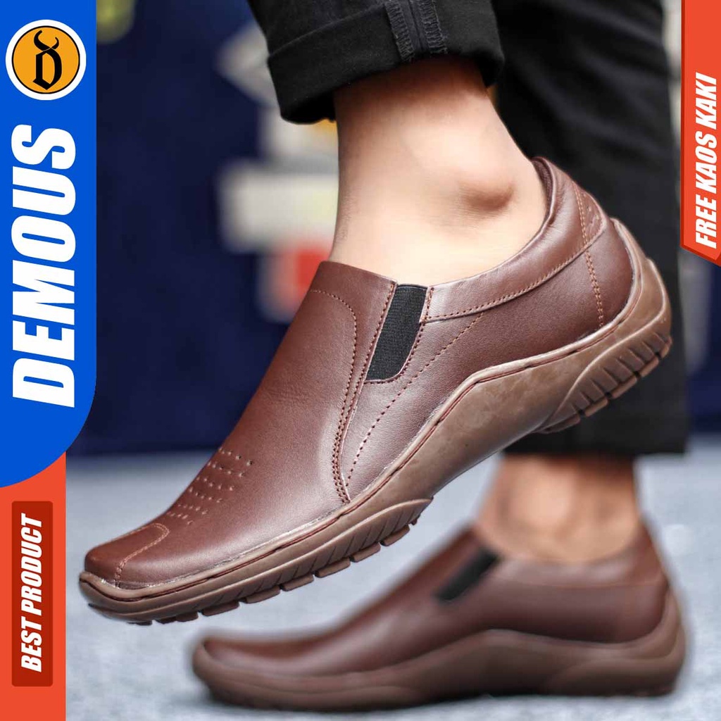 Sepatu Formal Pria Casual Kulit Asli Pantofel Kerja Hitam Demous Badal