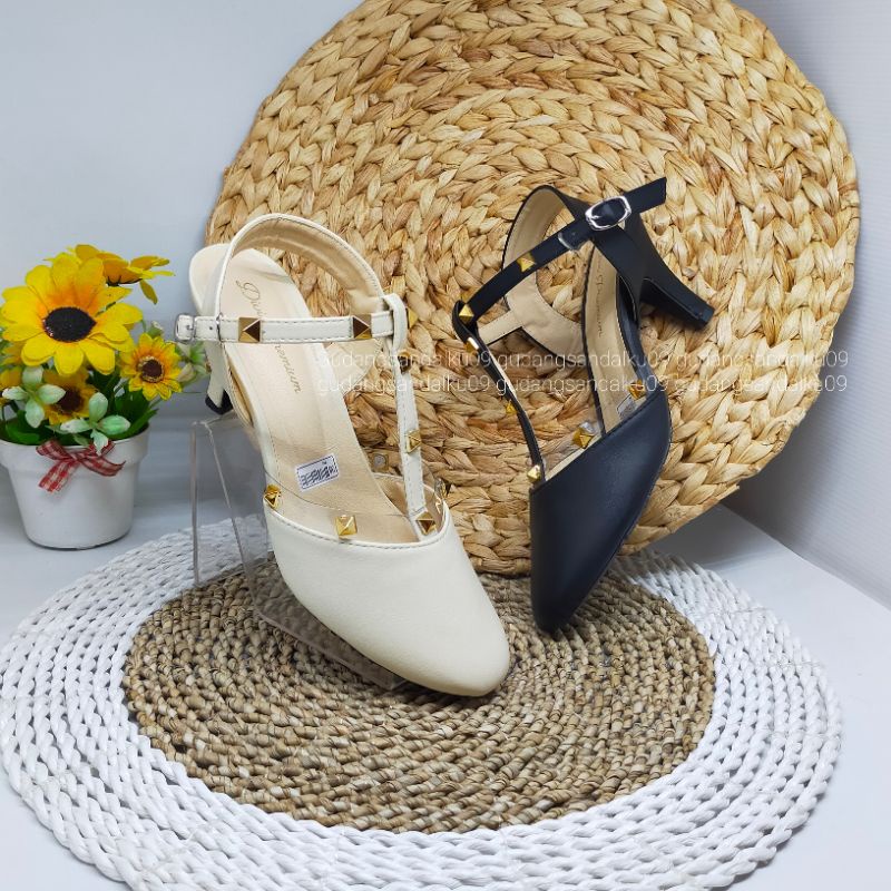 PROMO 12.12 BIGSALE High Heels BONUS MASKER KF94 - Heels Kekinian variasi Stoode Piramid Pd295 Cream