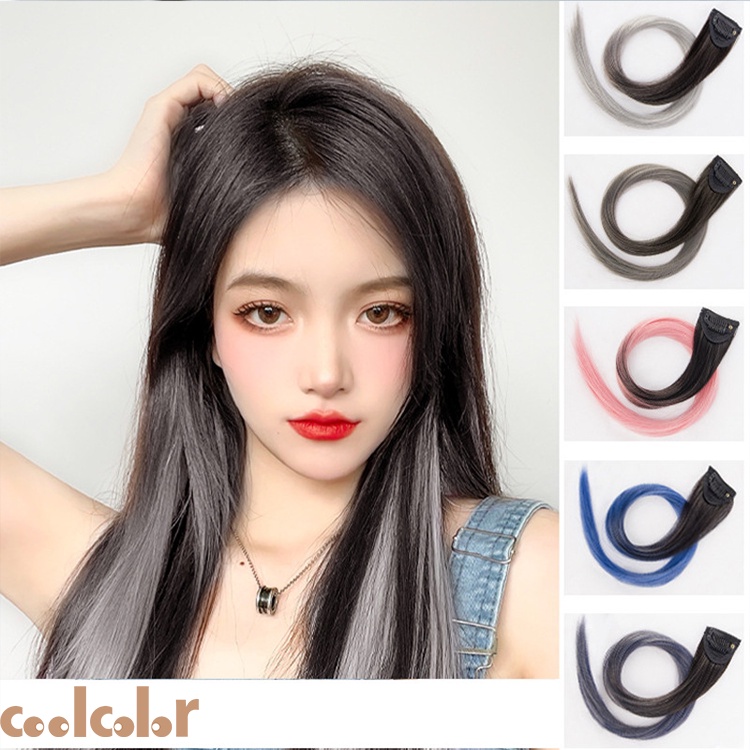 COD❤️Wig Rambut Wanita Lurus Fashion Warna Warni Potongan Wig Mulus Panjang Dengan Klip Potongan Rambut Terbaru 2022 Fashion Murah Aksesoris Wanita