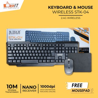 Keyboard Wireless M-Tech Combo Mouse STK-04 Free mouse pad