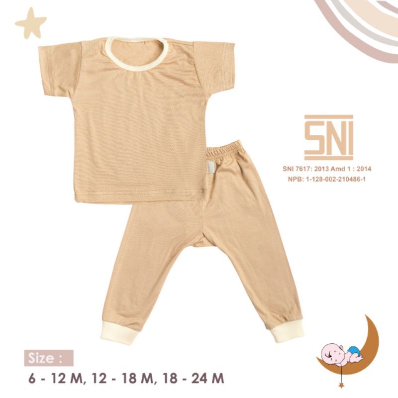 SNI S M L MOONS Stelan Oblong Campur  POLOS Moons/ Baju Oblong Campur , setelan piyama anak PENDEK BAJU