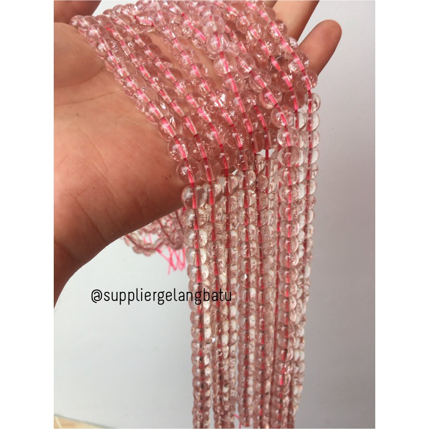 semi stone rutilated kuarsa quartz bintik 8mm renceng gelang kalung bahan aksesoris craft online