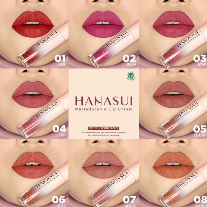 ( 1Kg Muat 65Pcs ) Hanasui Lipcream Boba Edition / Lipstik Hanasui Matterodable - BPOM