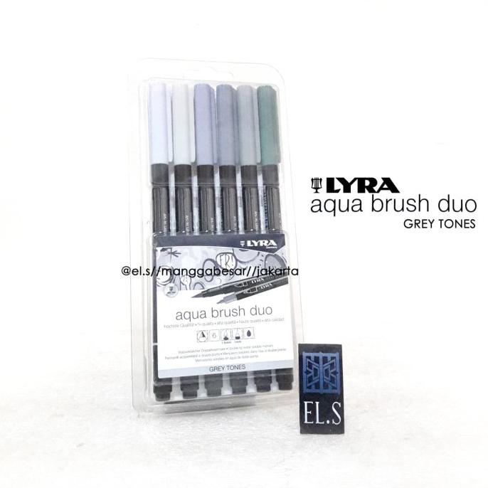 

(BISA COD) Lyra Aqua Brush Duo Gray Tone Set 6 ( Brush Pen ) BIG SALE Kode 672