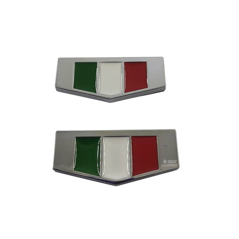 1 pair Metal Tri-Color ITALY National Flag Logo Car Auto Motor Decorative Side Rear Emblem Badge Sticker Decal