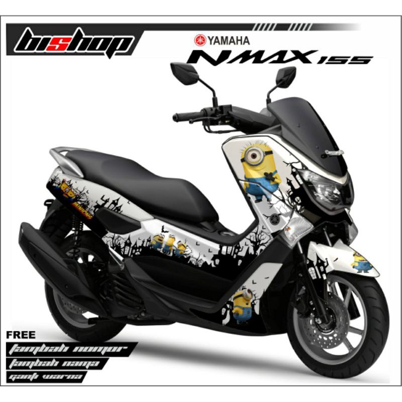 Decal Sticker NMAX 155 Minions variasi putih hitam
