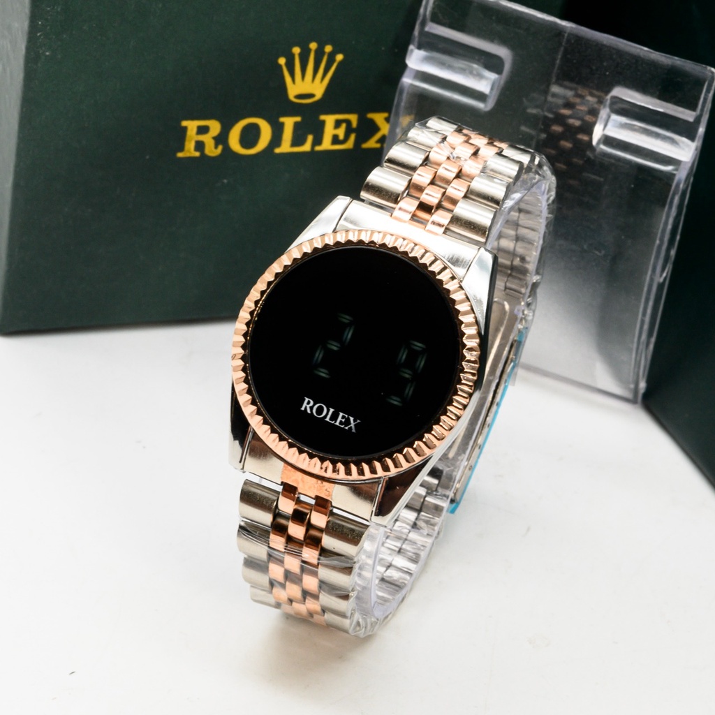 Best Seller  Jam Tangan Wanita Rolex Digital Touch Screen HB708955 Rantai Stainless Free Paperbag & 